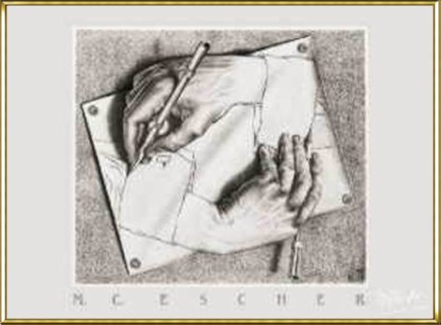 Amazon.co.jp: ポスター MC エッシャー 描く手 額装品 アルミ製